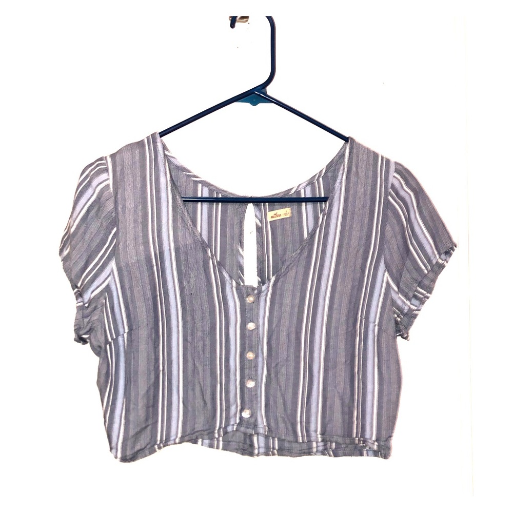 Striped button up crop top